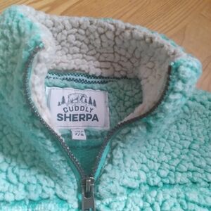 Cuddly Sherpa Kids  Cuddly Sherpa 1/4 Zip Pullover Jacket  Green Size 7-8